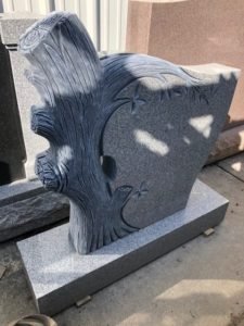 Classic Gray Shape Carved Tree Upright Monument