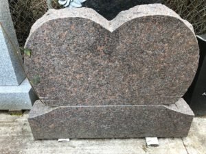 Mahogany Half Heart shaped Upright Monument