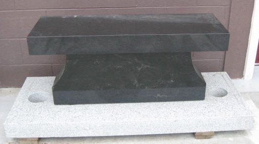 Absolute Black Granite Pedestal Bench & Barrell Gray Granite Foundation (ISB 85)