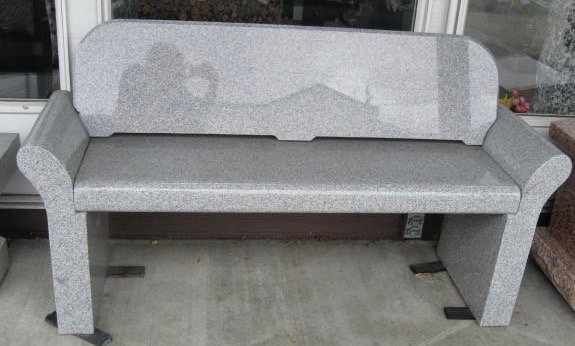 Classic Gray Granite Bench with Armrests (ISB 66)
