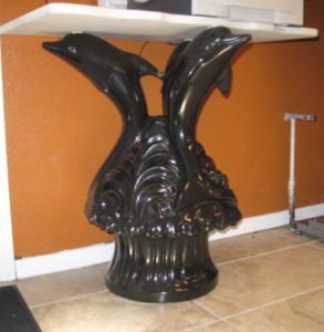 Absolute Black Granite Dolphin Table Pedestal