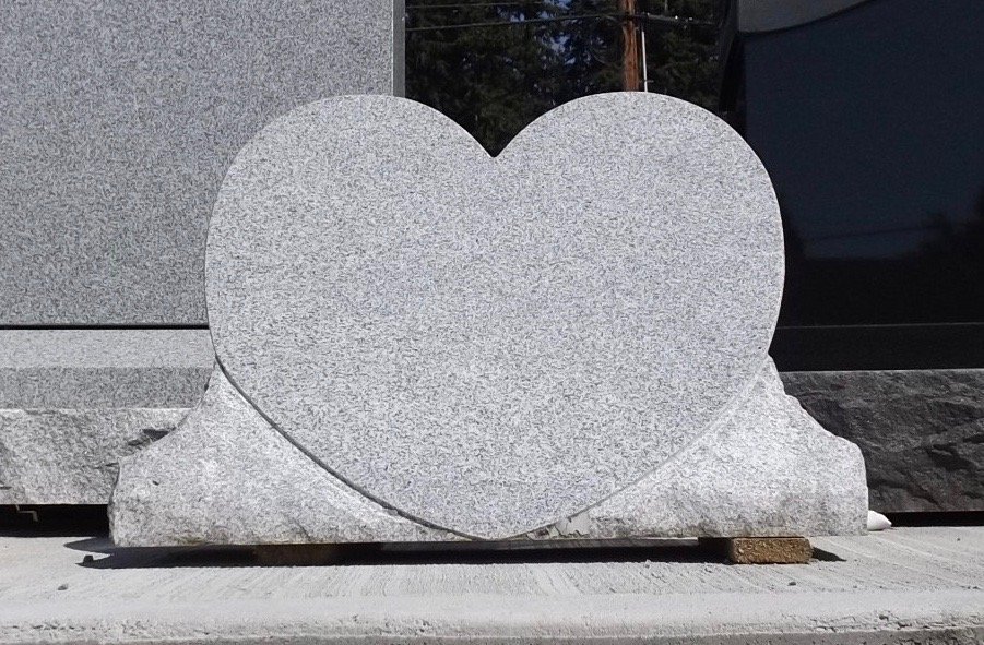 Classic Gray Granite Heart Shaped Slant