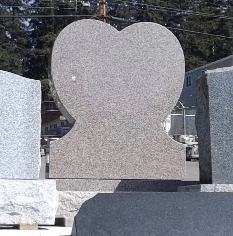 Classic Pink Granite Heart Shaped Upright Monument